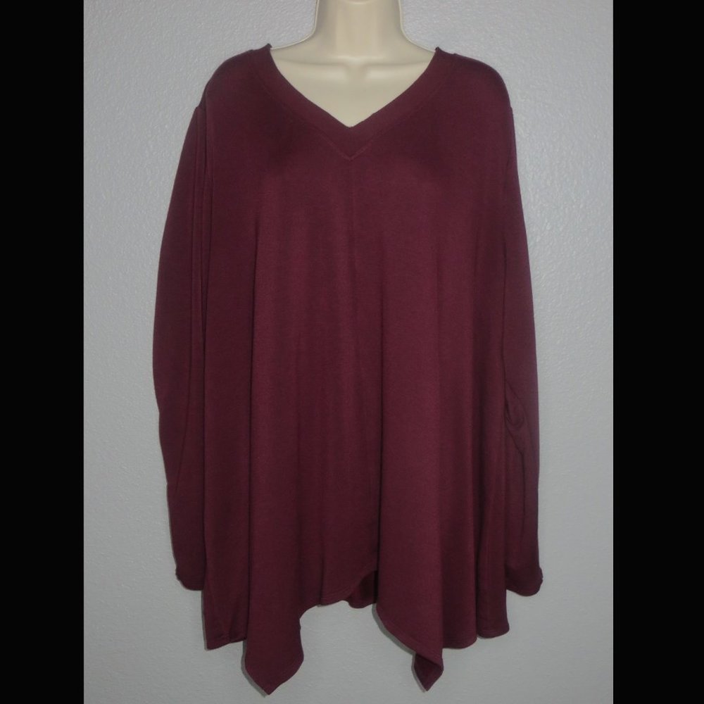 Lane Bryant Burgundy Pullover with Split Trim 4X
